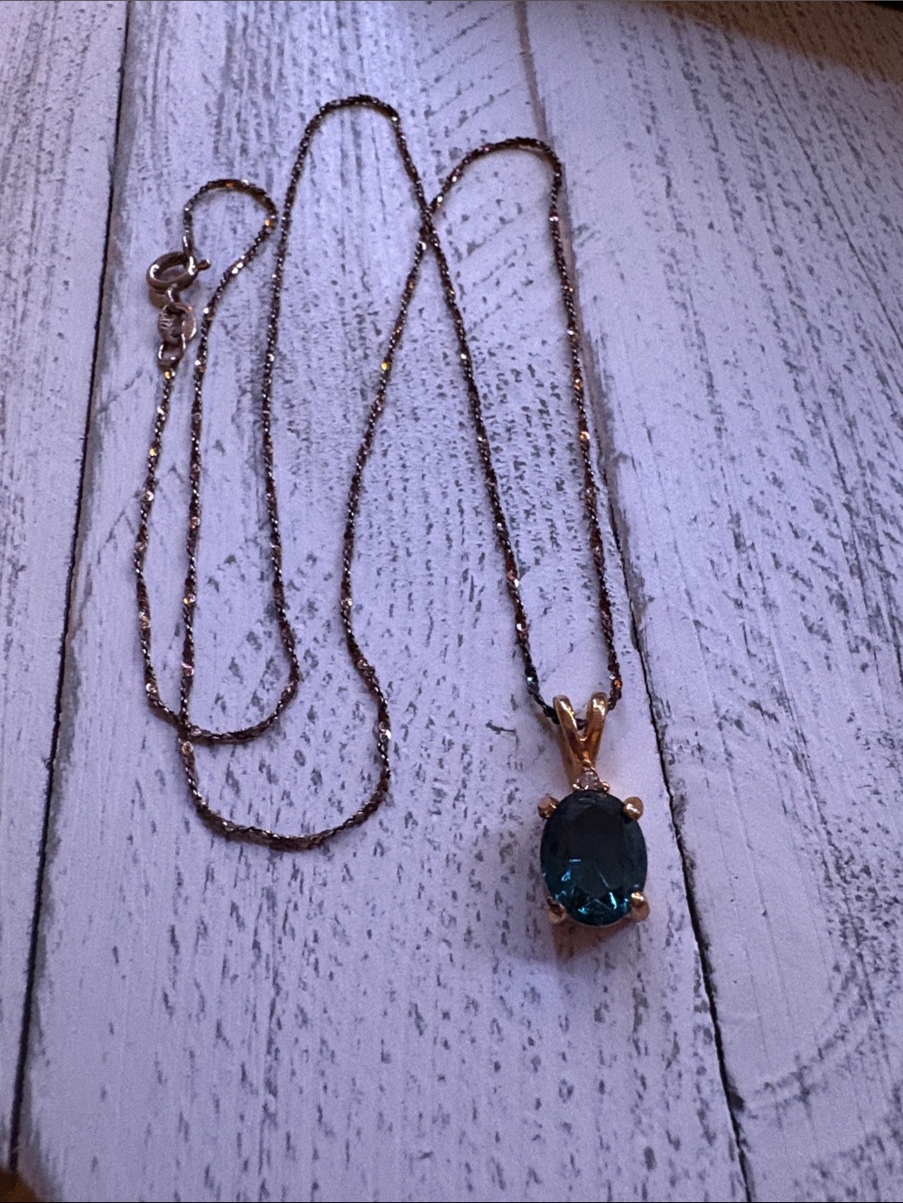 Vintage DaneCraft 14k gold over Sterling Silver 925 Topaz pendant and chain
